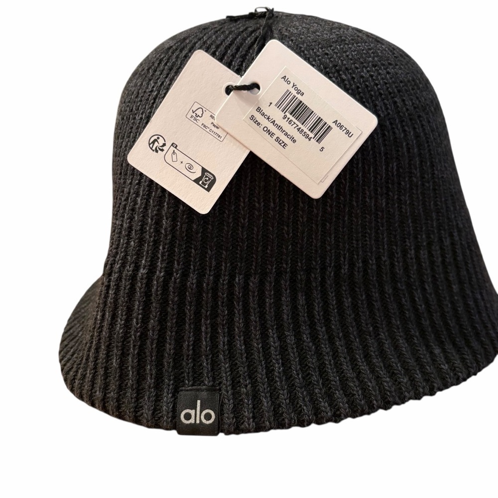 ALO Yoga | Denim Knit Cloche | Black | New with Tags - Picture 6 of 9
